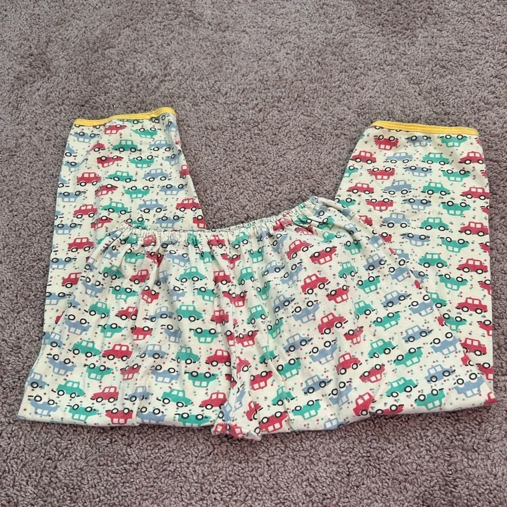 Little Boys Light Yellow with Red Blue & Green Cars w Elastic Waist PJ’s  Size 8
